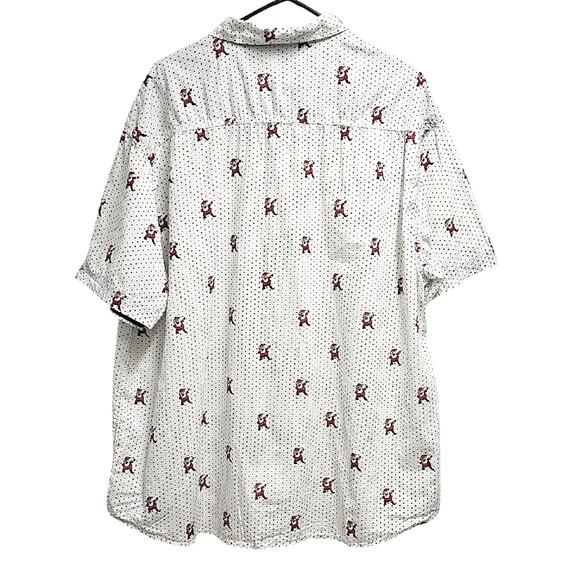 Free Planet Men's White Button Front Shirt with Dancing Santa Pattern Size 4X - Picture 2 of 7